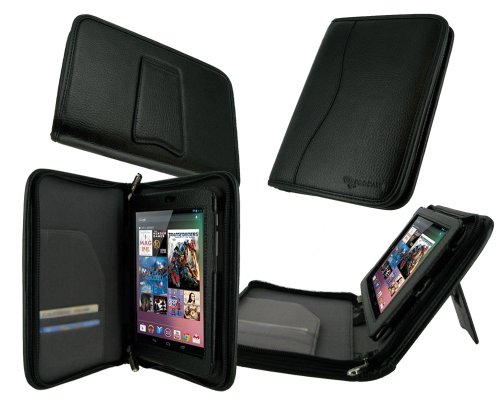 rooCASE Executive Portfolio (Black) Leather Case Cover for Google Nexus 7 Tablet (Automatically Wakes and Puts the Nexus 7 to Sleep)