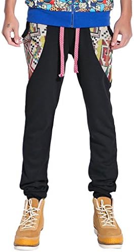 UUROS Men's Comfort Harem Sport Slim Sweatpants Casual Trousers Black 3XL