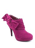 Pleated Detail Bow Side Suede Bootie