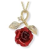 Red Rose Goldtone Pendant