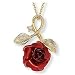 Red Rose Goldtone Pendant