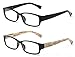 IG Unisex Spring Temple Simple Plain Clear Lens Fashion Glasses (2 Pack - Black & Wood Color, 52)