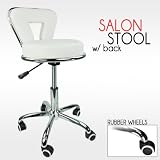 Professional Working Stool Doctor Dentist Salon Spa Barber White Chair PU Leather