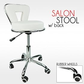 Professional Working Stool Doctor Dentist Salon Spa Barber White Chair PU Leather by Talentstar