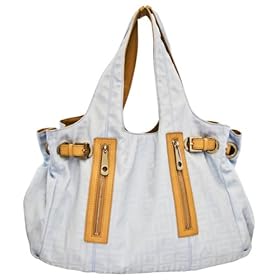 Givenchy Blue Nylon and Beige Leather Shoulder Bag