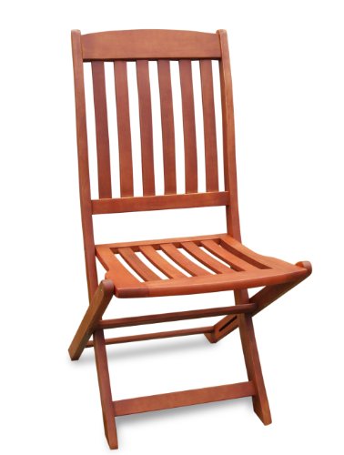 VIFAH V504 Outdoor Wood Folding Bistro Chairs, 2-pack, Natural Wood Finish, 24 by 19 by 27-Inch