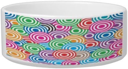 Lolipop Pattern White Ceramic Large Pet Dog Bowl