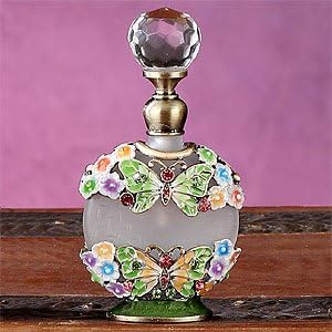 OddCommodity - Butterflies &amp; Colorful Floral Crystal Jewel Perfume Bottle Scented Fragrance Container