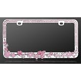 Buy License Plate Frame - Metal Bling - Pink Cherry Blossom Tree - Pink Crystals
