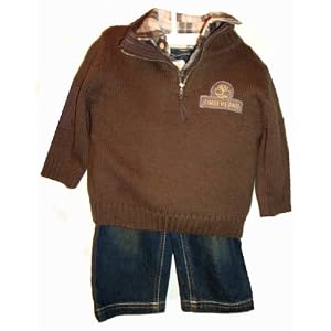 Timberland Baby Boys 3 Pc. Outfit Sweater Shirt & Jeans