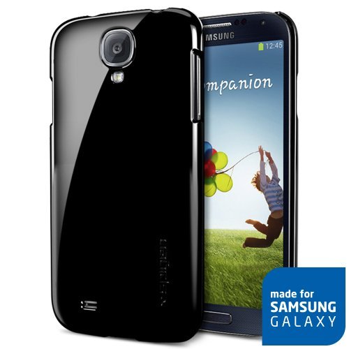 SPIGEN SGP Samsung Galaxy S4 Case Slim [Ultra Thin Air] [Soul Black] Hard Case Protection Cover + Front Screen Protector Film +