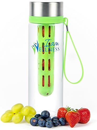 Infuser Water Bottle Detox - 28 Oz BPA Safe Commercial Grade Tritan - Stainless Steel Lid - Leak Proof for Infused Taste- Bonus Fruit Infusion Recipe I Am Wellness Ebook