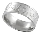 Stainless Steel Swirl Design Polished Flat Band
