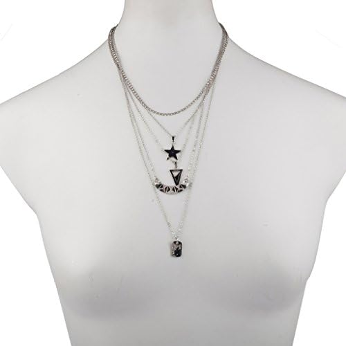 Lux Accessories Dog Tag Star Simple Arrowhead Arrow Pyramid Necklace Set.