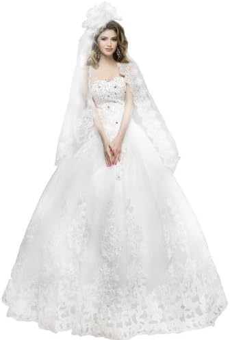 Lace Strapless Chapel Train Lace Up Large Wedding Bridal Floor-length H13866 Floor-length US 0/2