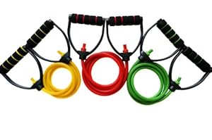 ProGrade Resistance Bands- Gym Quality. #1 Rated Band by Amazon Customers! ADJUSTABLE, Premium Comfort D-Handle, Anti-Snap. (Complete Set (All 3 colors))