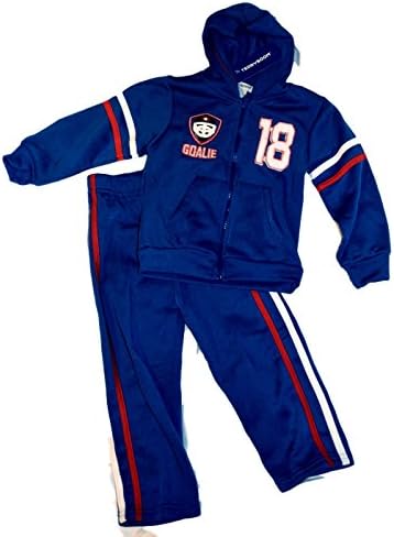 TeddyBoom Toddler Boys Goalie - No. 18 Hoodie Sweatsuit - Blue - Size 3T