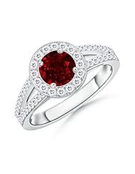 Round Ruby and Diamond Split Shank Ring