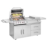 Cal Flame 25 Inch 3 Burner Propane Gas Grill On Cart With Single Side Burner