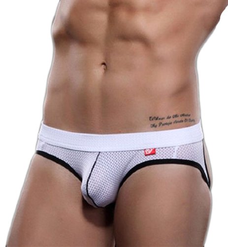 Demarkt Men's Underwear Breathable Briefs G-string Thong Large White