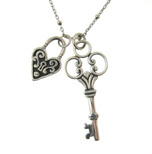 Key and Heart Locket Necklace