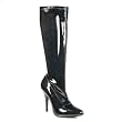 5 Inch Sexy Knee High Boot High Heeled Boot With Side Zip Stretch Patent Black