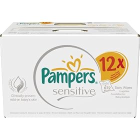 Pampers Sensitive Baby Wipes - 12 x Packs of 56 (672 Wipes)