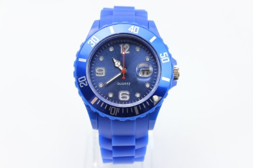 Jelly Watch - The British Bulldog Store - Armbanduhr, Analog-Quarzwerk mit Silikon-Kautschuk-Band. Verkaufsschlager - Adult Größe - Blau