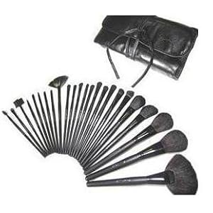 SHANY Studio Quality Natural Cosmetic Brush Set with Leather Pouch, Goat & Badger Hair, 24-Pieces