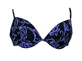 Body I.D. Periwinkle and Black Floral Swimsuit Top w/ Underwire (16)
