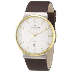 Skagen Herrenarmbanduhr Slimline Leder 355XLGLD