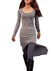 Bateau Neck Round Neck Long Sleeves Fall Winter Cotton/Knit Bodycon Dress 
