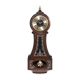 Seth Thomas Strathmoor Gold Tone and Black Dial with Antiqued Brown Maple Finish with Chime Pendulum Wall Clock