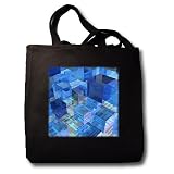 Boxes of Blue 3D semi transparent boxes of blue with computer motherboard - Black Tote Bag 14w X 14h X 3d
