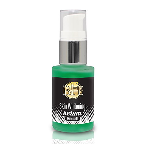 Skin Whitening Serum - Contains Kojic Acid, evens out skin tone and dramatically reduces the appearance of skin discoloration associated with dark spots, sun spots, age spots, mild acne scars, brown spots, freckles, and hyperpigmentation.