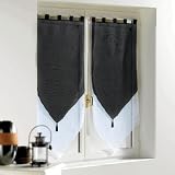 Paire de voilage (H160 cm) bicolore Blanc et Noir