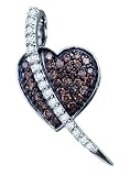 Chocolate Brown and White Diamond Heart Pendant 10K White Gold (.53 cttw. SI3 - I1 Quality, H - I Color)