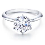 14K White Gold 6 Prong Solitaire Diamond Engagement Ring with a Round Brilliant Diamond (0.5 Carat, F-G Color, SI1-SI2 Clarity)