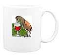 Mug with wine, drinking, bird, animal, glass
