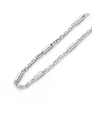 14K Solid Italy White Gold Chain Bracelet 2mm W/ Tube Rolo Chain