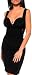 FITTED RUCHED SEXY BLACK LACE COCKTAIL EVENING MINI DRESS, MEDIUM