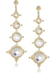 Freida Rothman Belargo Jewelry Gold Long Halo Cascade Drop Earrings
