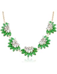 Resin and Crystal Flower Statement Necklace, 21.5" + 3" extender