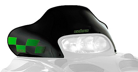 PowerMadd 10232010 Cobra Black with Green Checkers Chassis Windshield for Arctic Cat ZR 3