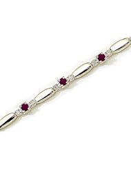 14kt Yellow Gold Round Ruby and Diamond Bracelet