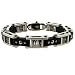 Stainless Steel and Black Rubber Chain Type Bracelet