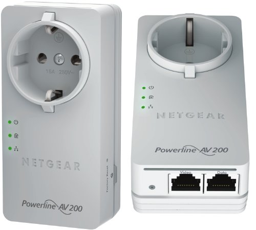 Netgear XAVB2602-100PES Powerline AV+ 200 Nano Dual-Port Set mit integrierte Steckdose und Preisvergleich