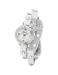 Ladies Geneva Rhinestone-accented White/Silver Cross Wrap Around Watch
