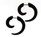 Black acrylic fake spiral plugs - 16g wire stud, 4g fake plug - sold as a pair