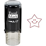 Round Teacher Stamp - HAPPY STAR - RED INK
